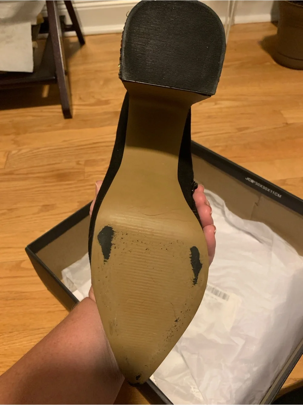 Betsey Johnson Black Suede Ankle Boots with Rainbow Crystal Block Heel